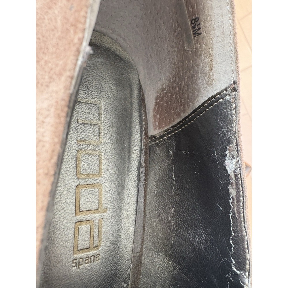 Mode Spana Vintage Woman's 8.5 Oxford Pumps W/Lace Up Brown Taupe Glossy Cap Toe - Picture 7 of 10